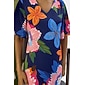Femmes Robe Imprimée Mini Robe bleu marine Demi Manches Fleurs Style Floral Impression Été Col en V Robes XS S M