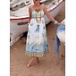 Trägerkleid mit leinenähnlichem Ozean-Print