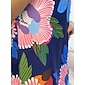 Femmes Robe Imprimée Mini Robe bleu marine Demi Manches Fleurs Style Floral Impression Été Col en V Robes XS S M
