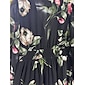 Mujer Vestido de raso Vestido de una línea dobladillo maxi vestido largo vestido largo Negro Manga Larga Floral Flores y plantas Patrón de plantas Frunce Estampado Verano Primavera Primavera y verano